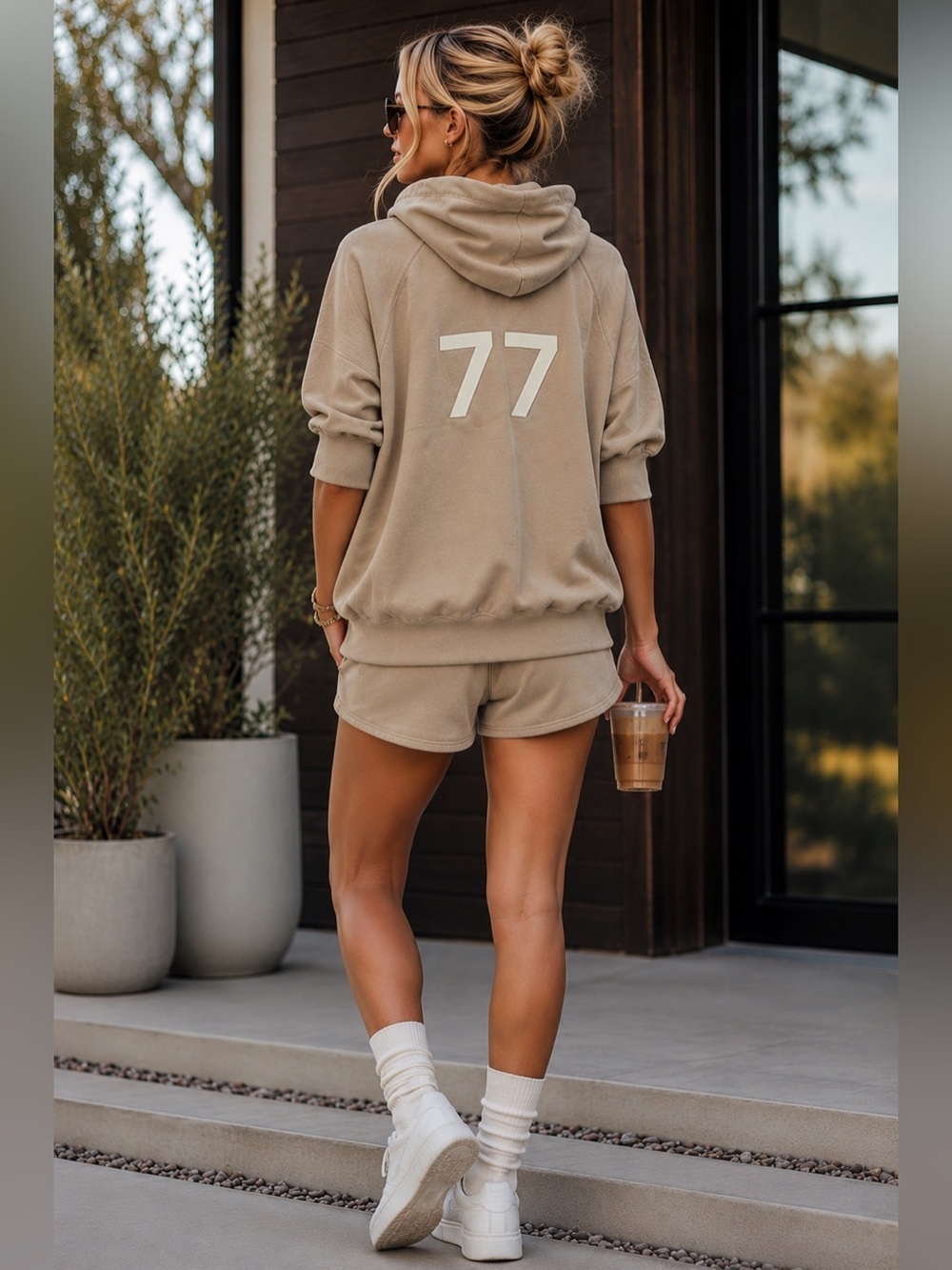 Essentials Fear of God 77 Short Sleeve Hoodie Sweatshirt XS Taupe Oversized